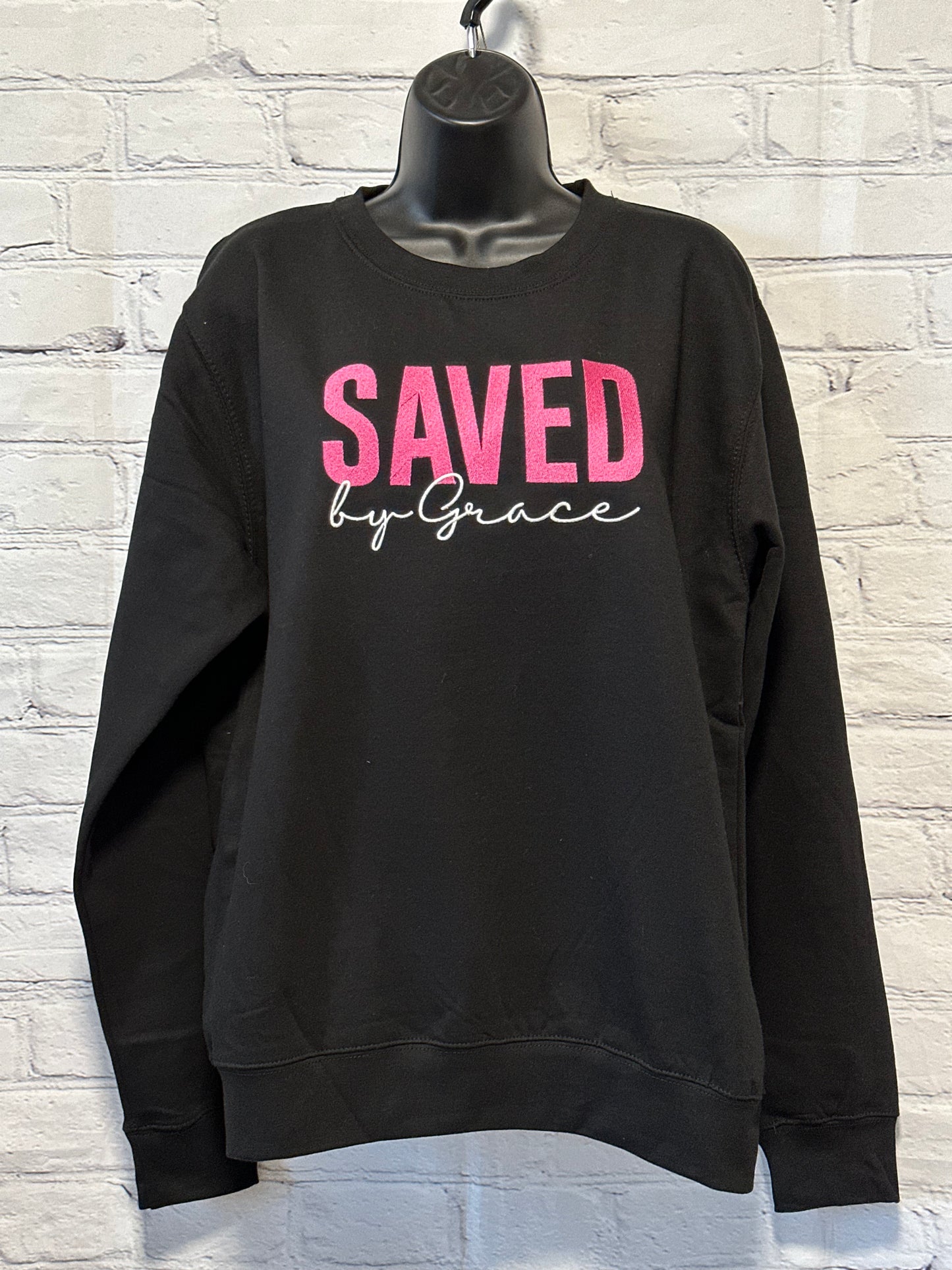 Embroidered Saved By Grace Crewneck