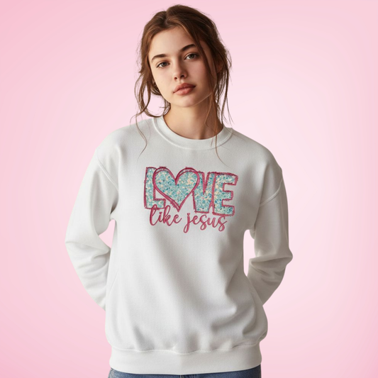 Love Like Jesus Embroidered Bella + Canvas Crewneck *MUST PERSONALIZE*
